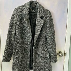 Black speckled trench coat